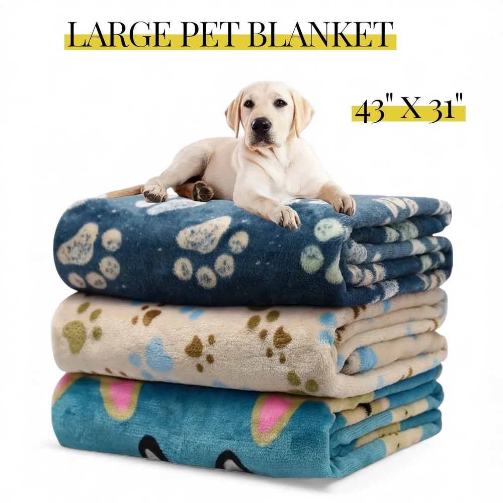 Warm & Soft Fluffy Fleece Flannel Pet Cat Dog Blanket Throw 43" X 31" LARGE Aqua